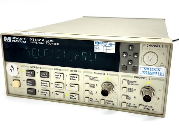 HP 53132A Universal Counter 225 MHz FAILS SELF TEST - Maverick Industrial Sales