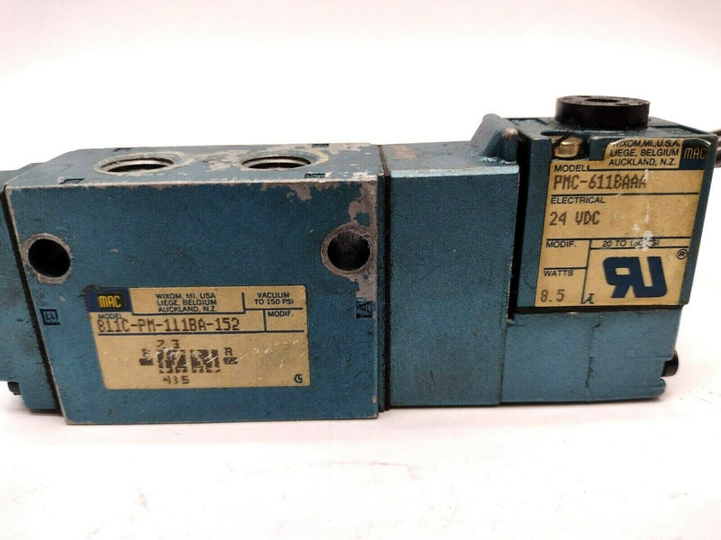 Mac Valves 811C-PM-111BA-152 Valve with PMC-6111BAAA 24VDC Solenoid - Maverick Industrial Sales