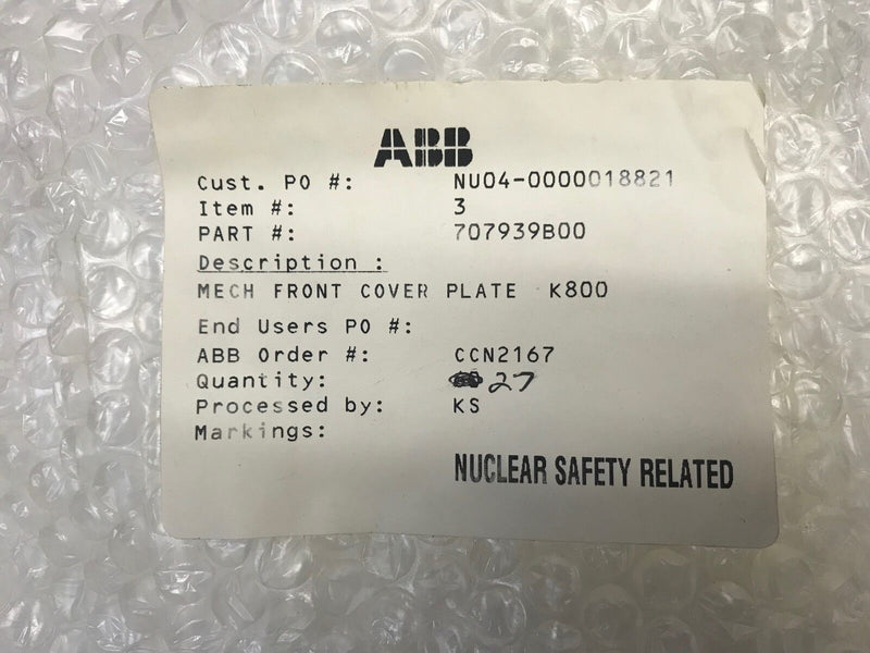 ABB 707939B00 K-Line K800 Circuit Breaker Operating Mechanism Front Co ...