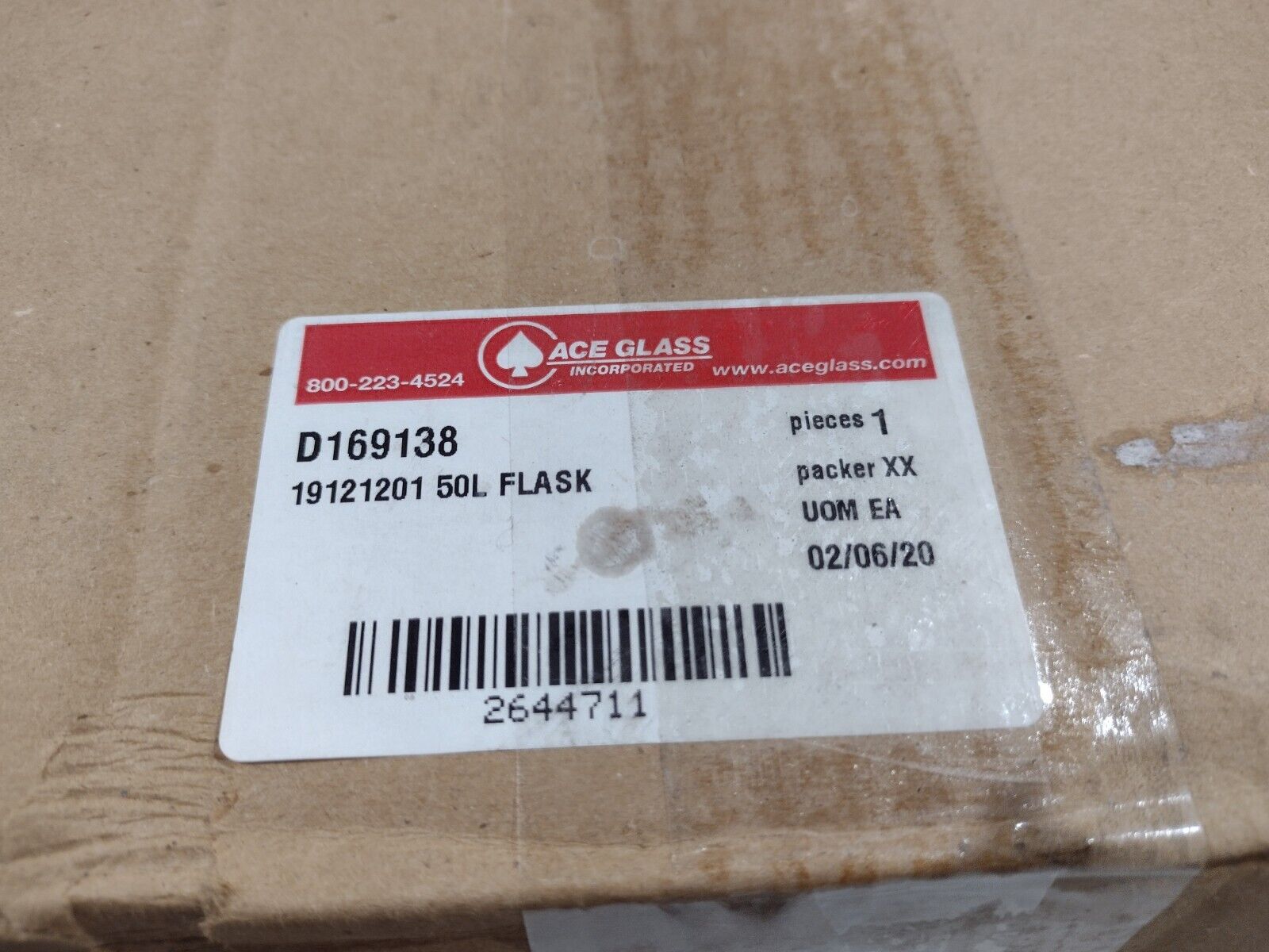 ACE Glass D169138 19121201 50L Flask Factory Reconditioned - Maverick Industrial Sales