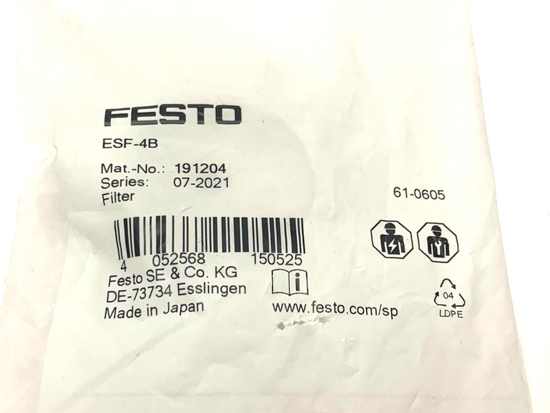 Festo ESF-4B Vacuum Filter 191204 - Maverick Industrial Sales