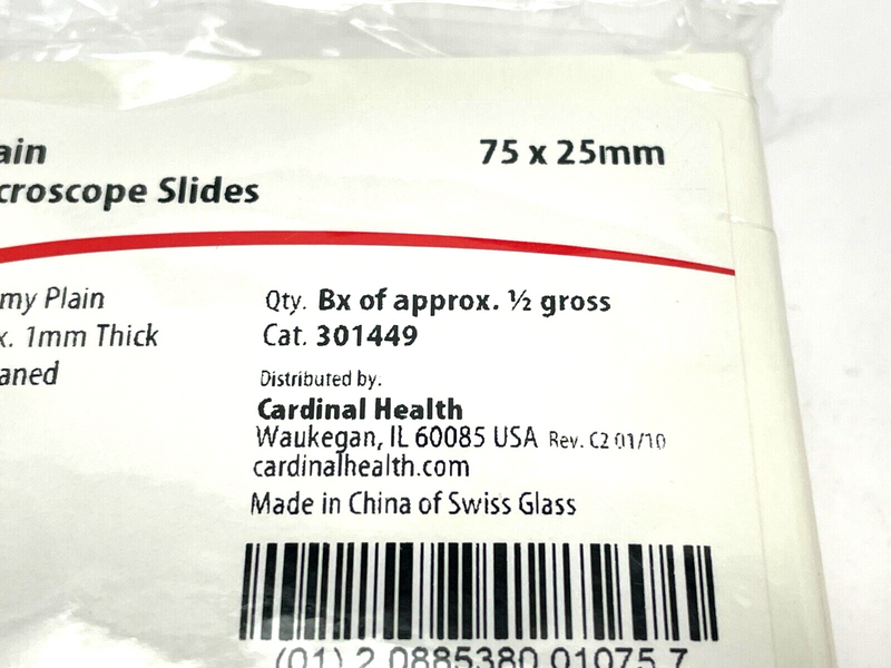 Cardinal Health 301449 Microscope Slides 1/2 Gross - Maverick Industrial Sales