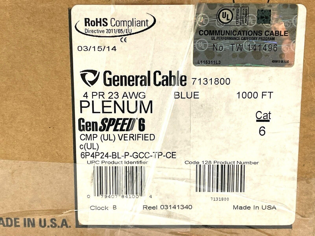6ppc Length 6P4P24-BL-P-GCC-TP-CE | General Cable 6P4P24-BL-P-GCC-TP-CE GenSpeed 6 ...
