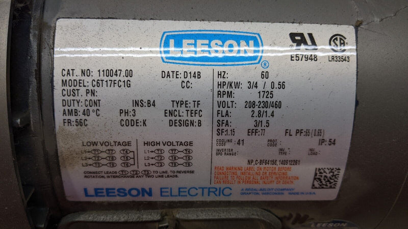 Leeson 110047.00 Electric Motor w/Boston Gear F721B-40K-B5-G Speed Reducer - Maverick Industrial Sales