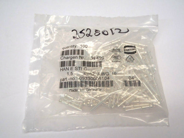 Pack of (100) Harting 09330006104 Heavy Duty Connector Contacts HAN E STI-C - Maverick Industrial Sales