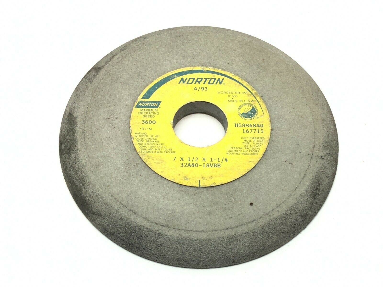 Norton 32A80-I8VBE Grinding Wheels 1-1/4" Bore 3600 RPM LOT OF 5 - Maverick Industrial Sales