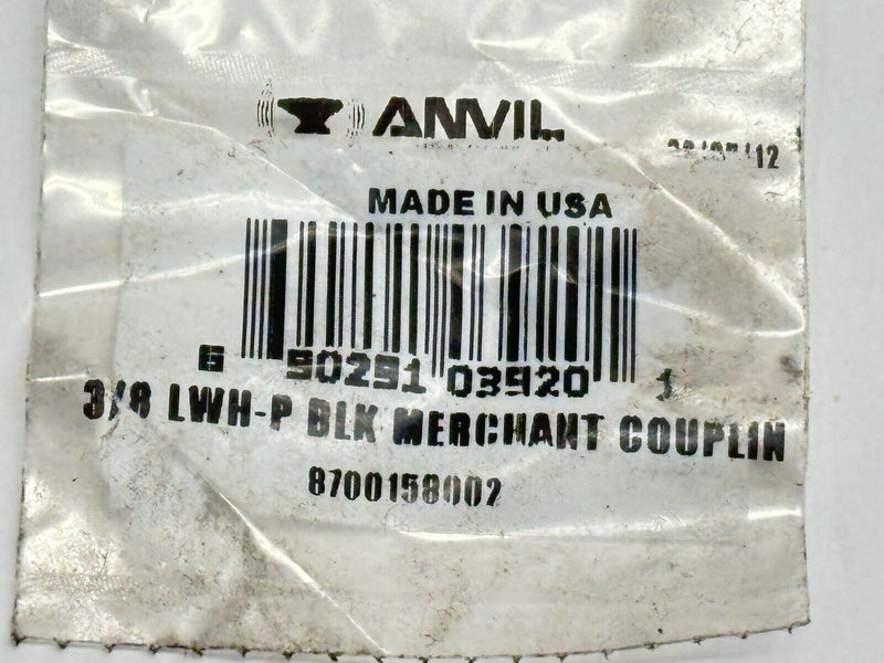 Anvil 8700158002 3/8 LWH-P BLK Merchant Coupling LOT OF 2 - Maverick Industrial Sales