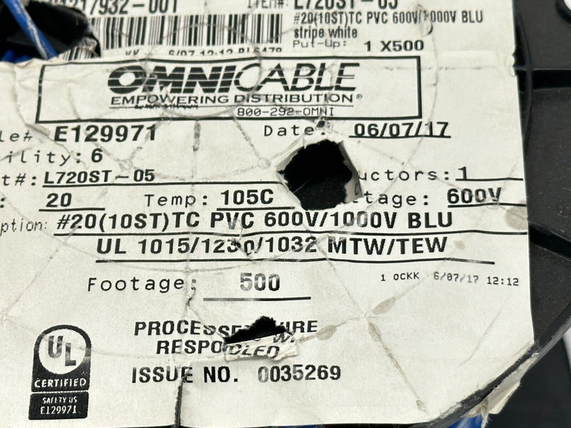 Omni Cable L718ST-08 Stranded MTW Hook Up Wire 18-AWG 500-ft Spool