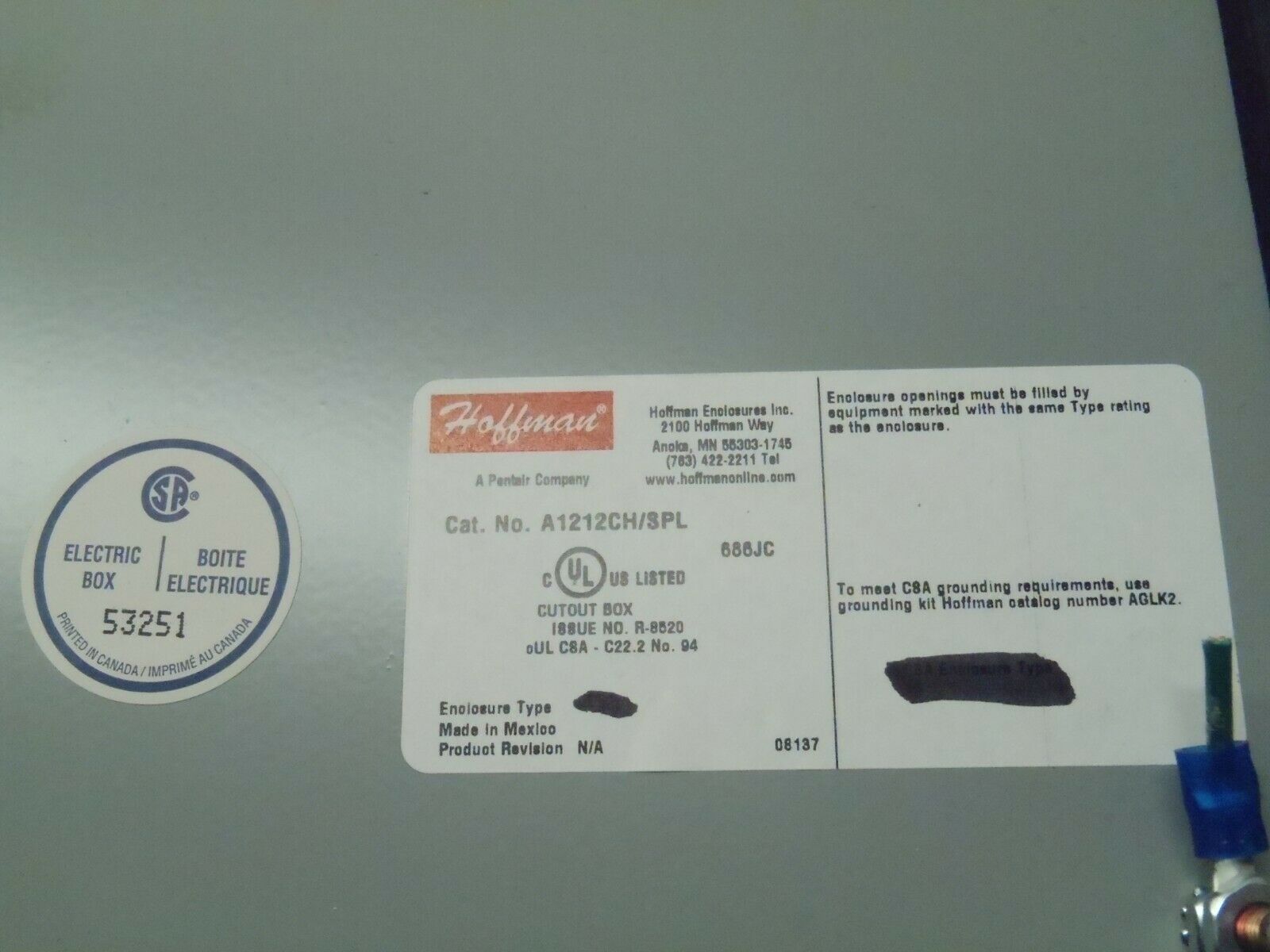 Hoffman A1212CH/SPL Industrial Control Panel Enclosure 12"x12"x6" w/ Window - Maverick Industrial Sales