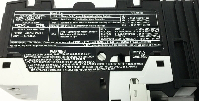 Eaton XTFC1P6BB Type F Combination Motor Starter Adjustable 1A-1.6A 24VDC Coil - Maverick Industrial Sales