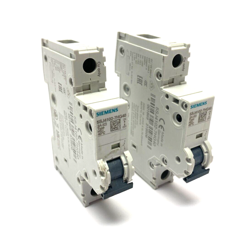 Siemens 5SJ4102-7HG40 Miniature Circuit Breaker 240V 1-Pole 2A LOT OF 2 - Maverick Industrial Sales