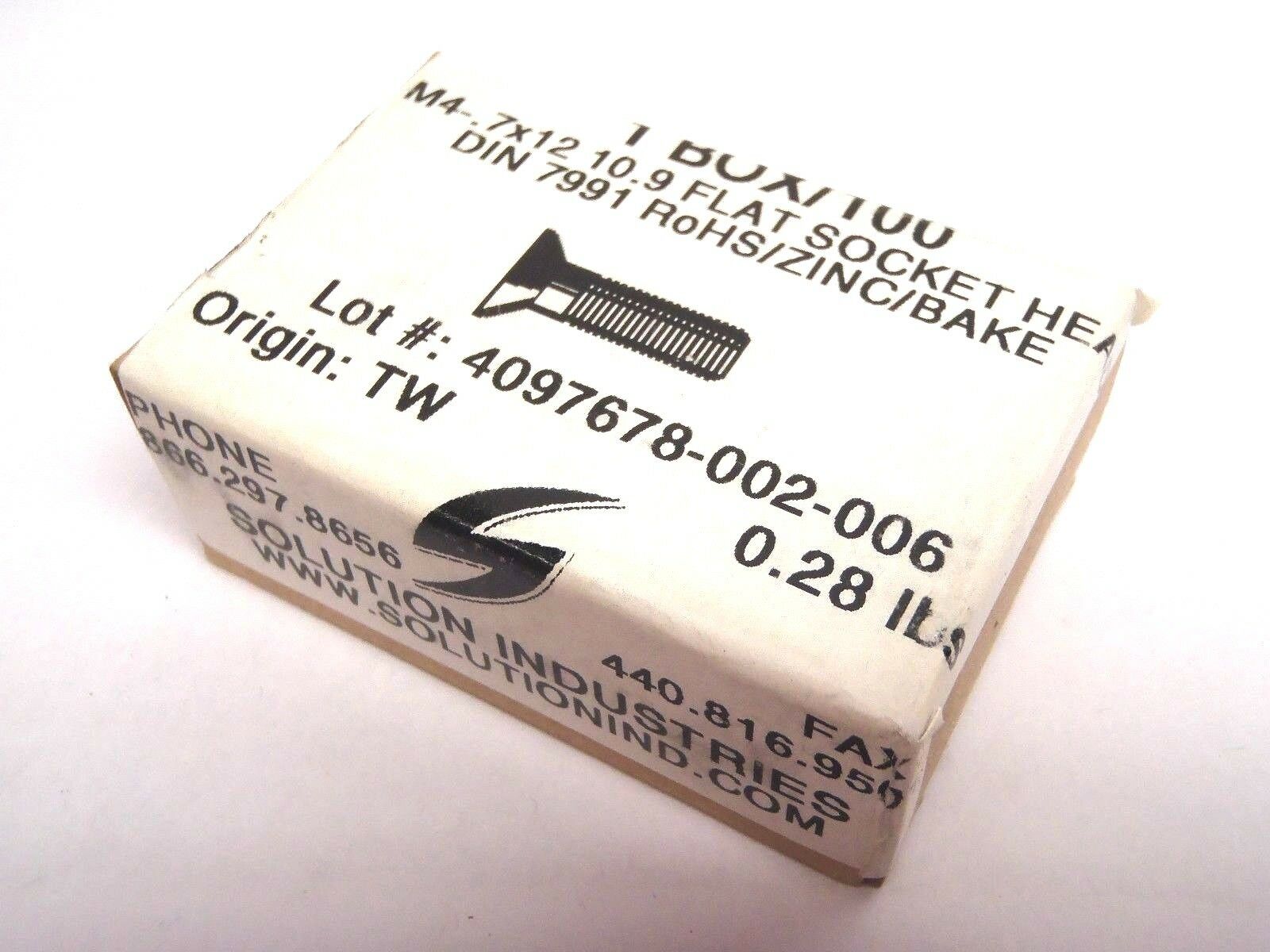 Box of 100 M4 .7x12 10.9 Flat Socket Head 4097678-002-006 - Maverick Industrial Sales