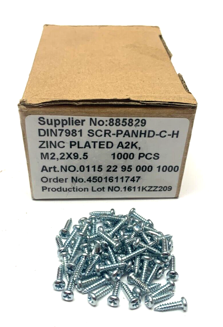 Unbranded DIN7981 PanHD-C-H Zinc Plated Screws M2 2 x 9.5 BOX OF 1000 - Maverick Industrial Sales