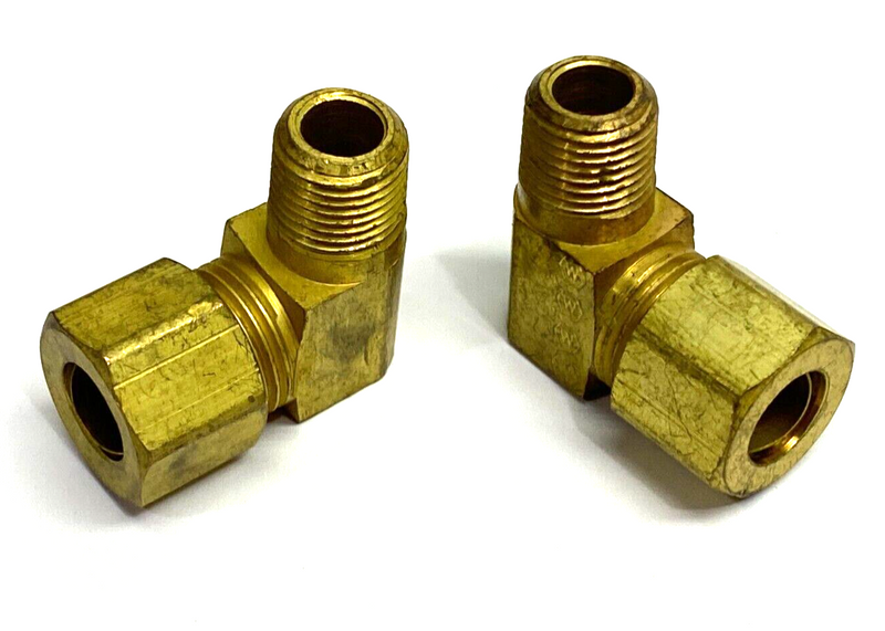 Brass Elbow Compression Fitting 8mm OD Tube to 7/16-20 NPT Male Thread LOT OF 2 - Maverick Industrial Sales