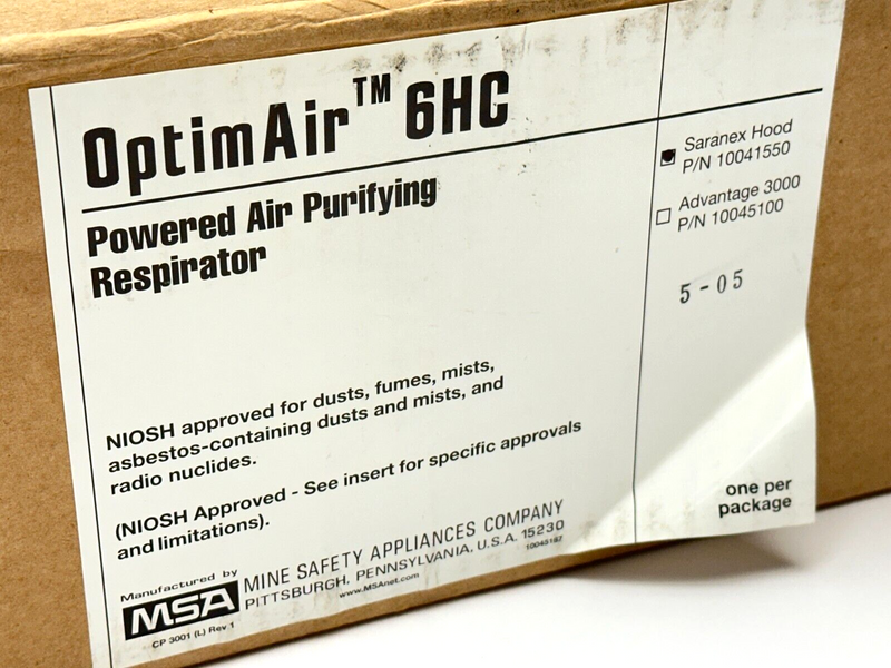 OptimAir 6HC Powered Air Purifying Respirator Kit w/ 10041550 Saranex ...