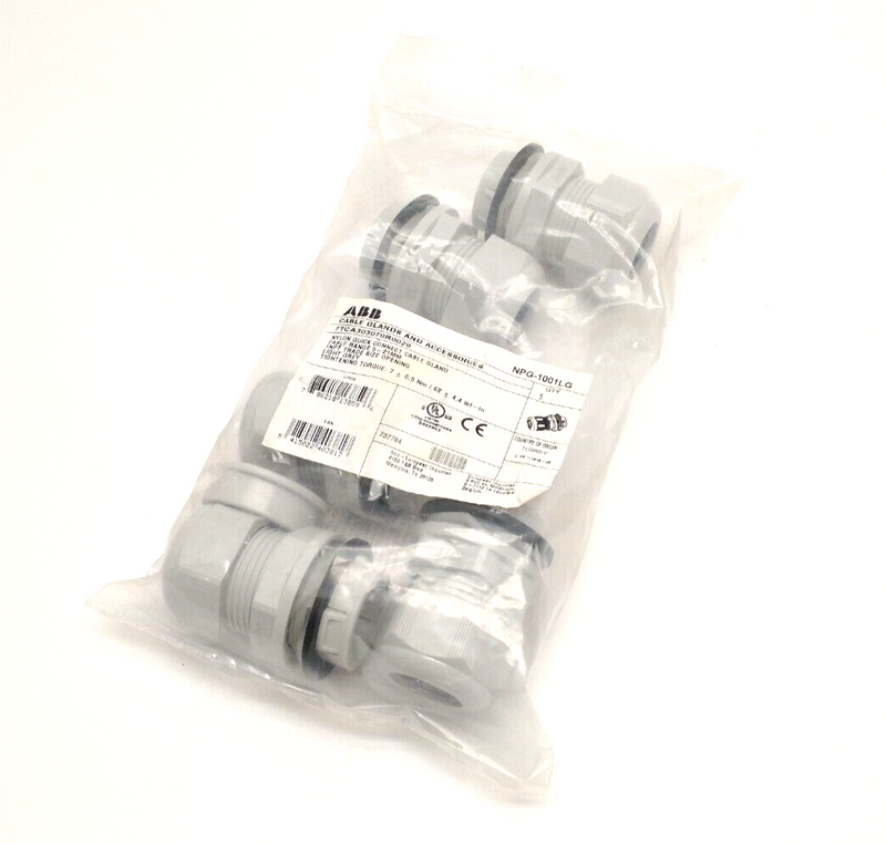 ABB NPG-1001LG Nylon Quick Connect Cable Gland 1" Thread 18-25mm Range LOT OF 5 - Maverick Industrial Sales