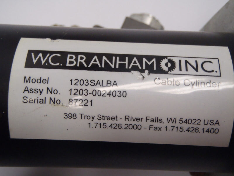 WC Branham 1203-0024030 Rodless Cable Cylinder 1203SALBA - Maverick Industrial Sales