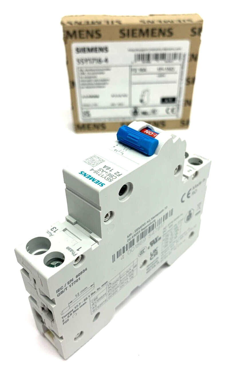 Siemens 5SY1716-4 2-Pole Circuit Breaker F2 16A 1P+1NO 230V - Maverick Industrial Sales