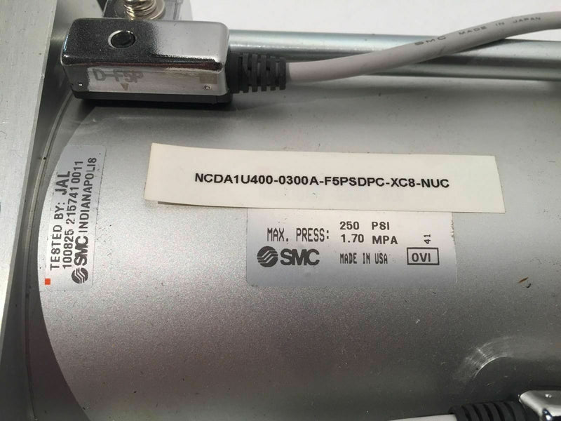 SMC NCDA1U400-0300A-F5PSDPC-XC8-NUC Pneumatic Tie Rod Cylinder 4" Bore 3" Stroke - Maverick Industrial Sales