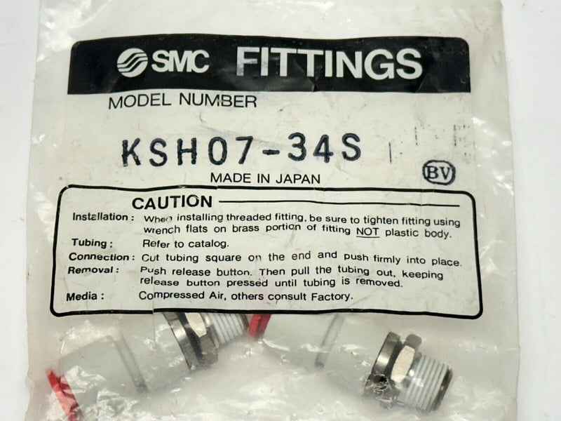 SMC KSH07-34S Push To Connect Rotary Fitting 1/8" NPT 1/4" OD Tube LOT OF 2 - Maverick Industrial Sales