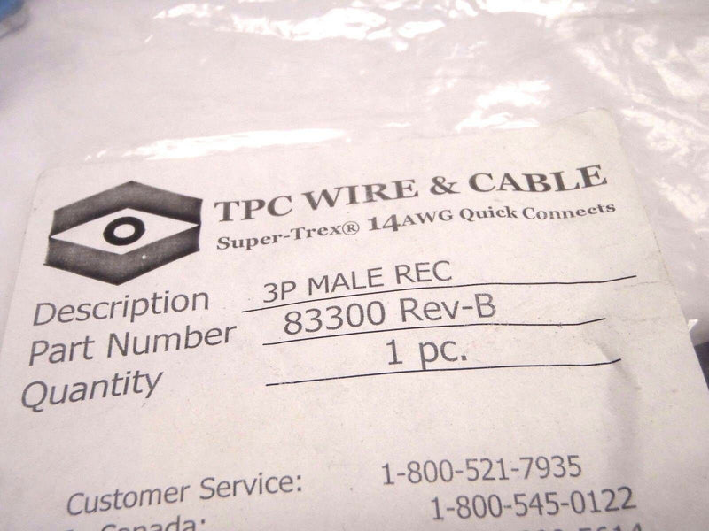 TPC Wire and Cable 83300 Rev. B 3P Male REC - Maverick Industrial Sales