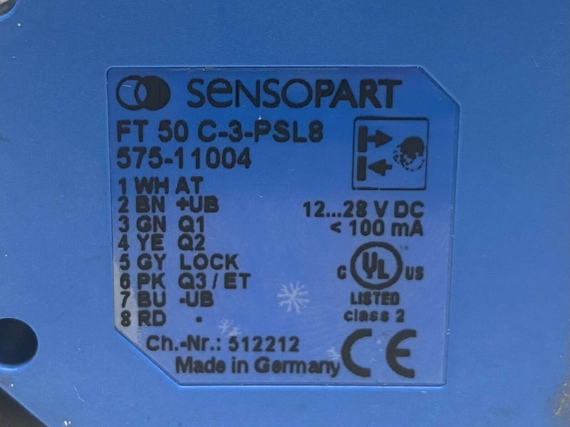 Sensopart FT 50 C-3-PSL8 Color Sensor w/ 3 Switching Outputs 575-11004 - Maverick Industrial Sales