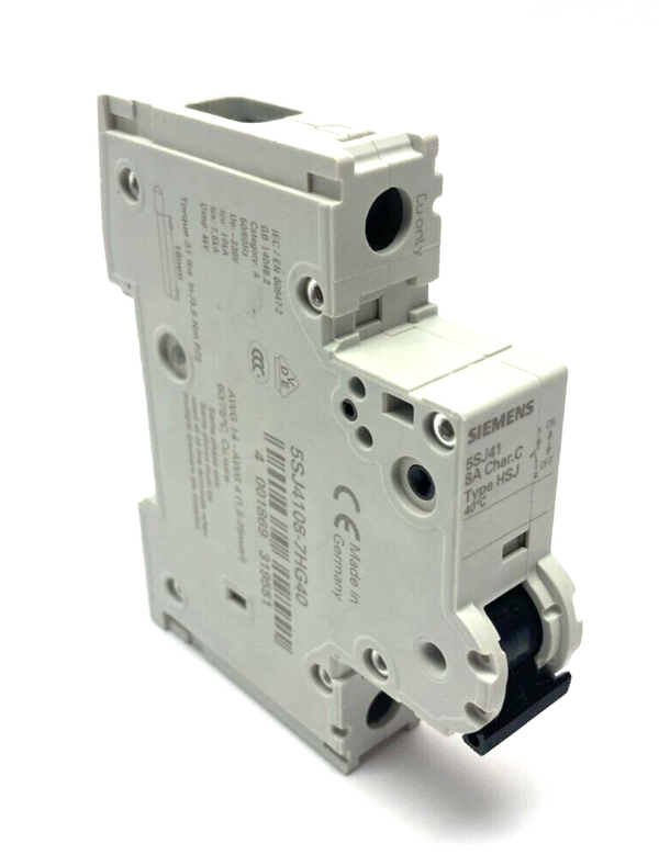 Siemens 5SJ4108-7HG40 Miniature Circuit Breaker 1-Pole 240V 8A - Maverick Industrial Sales