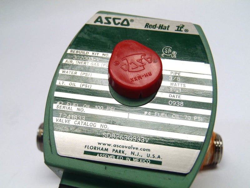 Asco Red-Hat II SD8263G333V Solenoid Valve 3/8 Pipe 17.1 Watts - Maverick Industrial Sales