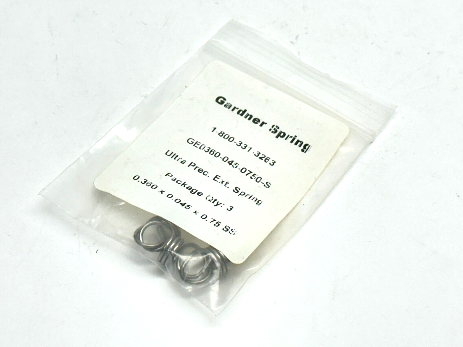 Gardner Spring GE0360-045-0750-S Spring .36" OD .045" Dia .87" EL LOT OF 3 - Maverick Industrial Sales