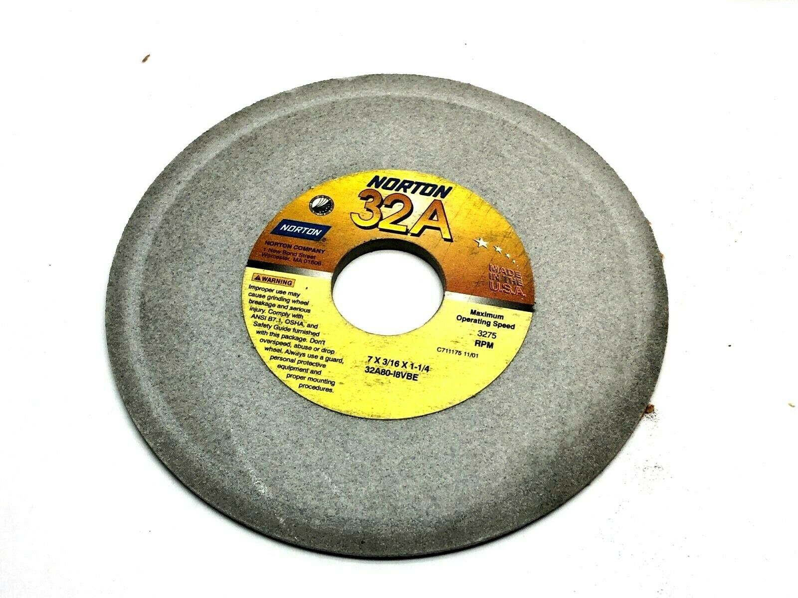 Norton 32A80-I8VBE Grinding Wheels 1-1/4" Bore 3600 RPM LOT OF 5 - Maverick Industrial Sales
