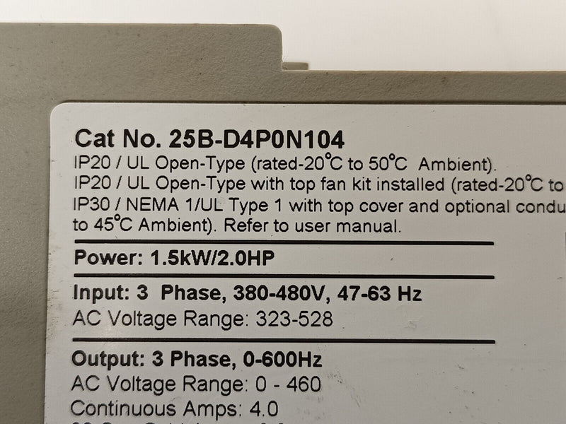 Allen Bradley 25B-D4P0N104 Ser A PowerFlex AC Drive - Maverick Industrial Sales