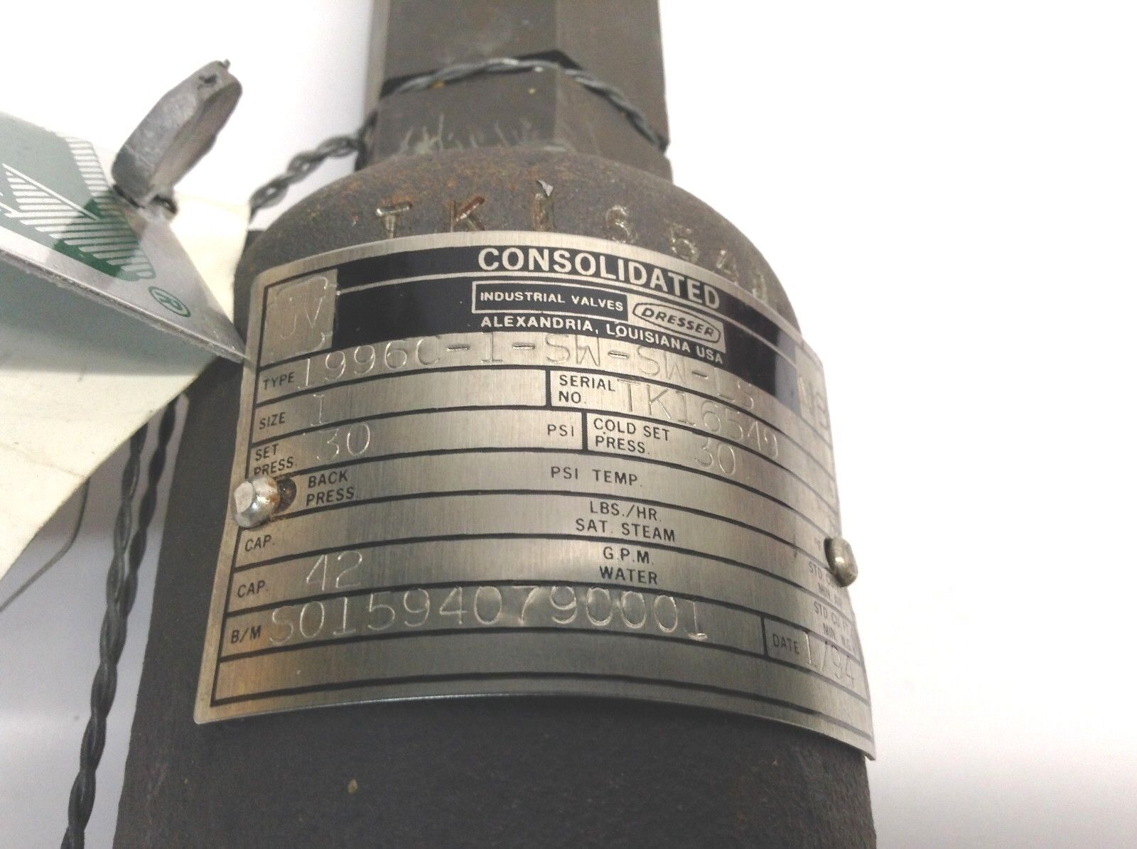 Consolidated Dresser Valves 1996C-1-SW-SW-LS 30 PSI, 40 GPM Safety Relief Valve - Maverick Industrial Sales