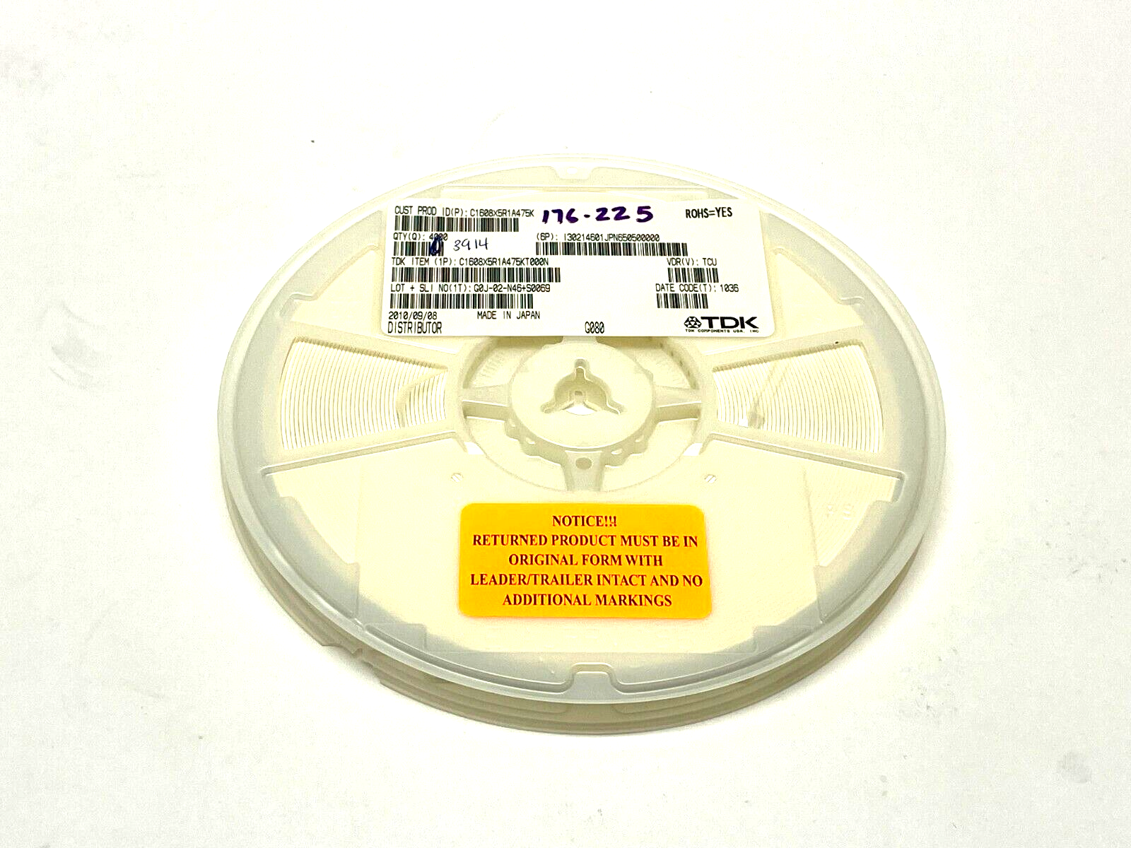 TDK C1608X5R1A475KT000N Ceramic Capacitor REEL OF 3900 - Maverick Industrial Sales