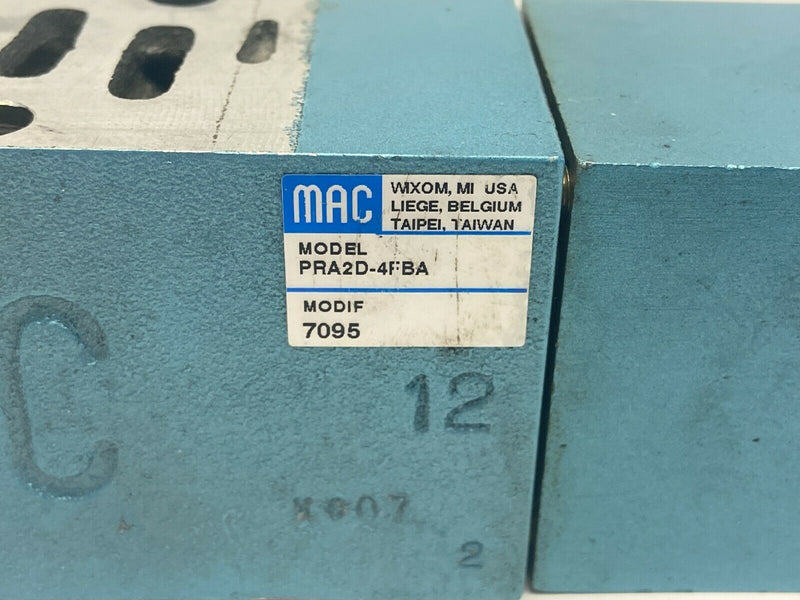 Mac Valves PRA2D-4FBA Manifold w/ MPPA2A-0028 Pressure Pak - Maverick Industrial Sales