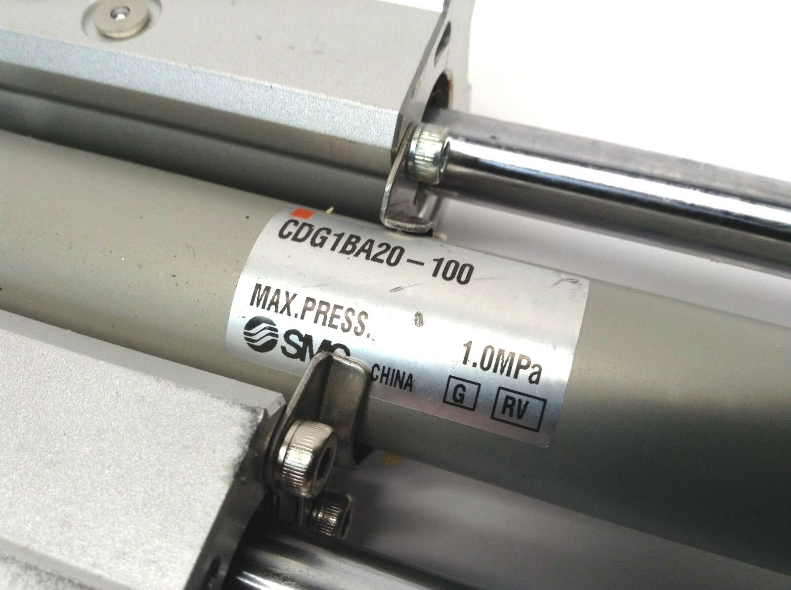 SMC CDG1BA20-100 Pneumatic Cylinder w/ Dual Linear Slide Guide Shafts - Maverick Industrial Sales