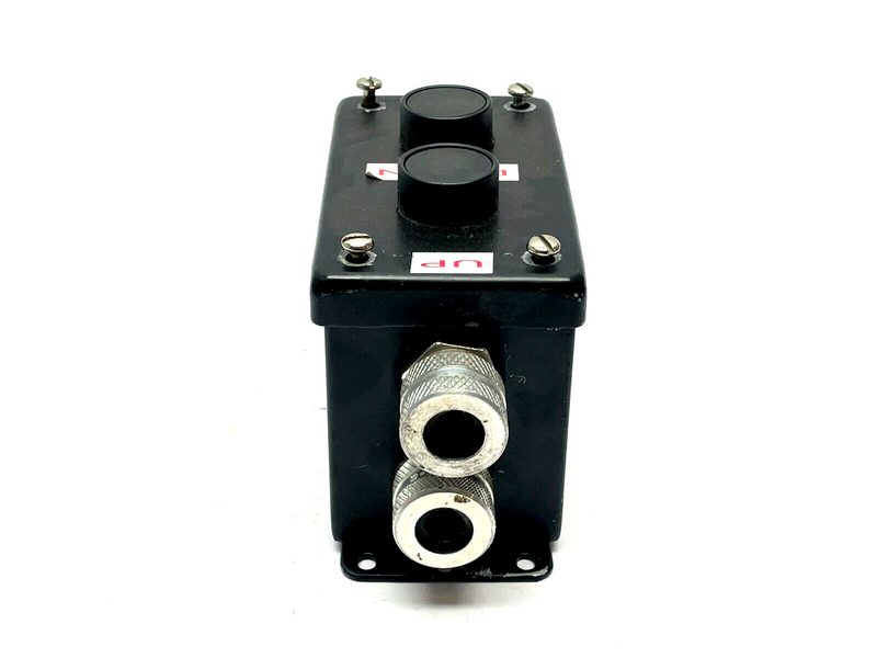 Hoffman E-2PBGX Pushbutton Enclosure Black w/ Allen Bradley 800E-3X10 Modules - Maverick Industrial Sales