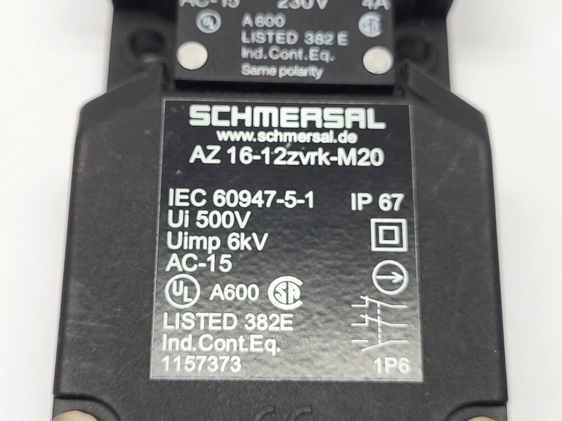 Schmersal AZ16-12ZVRK-M20 Safety Interlock Switch w/ Interlock NO CABLE - Maverick Industrial Sales