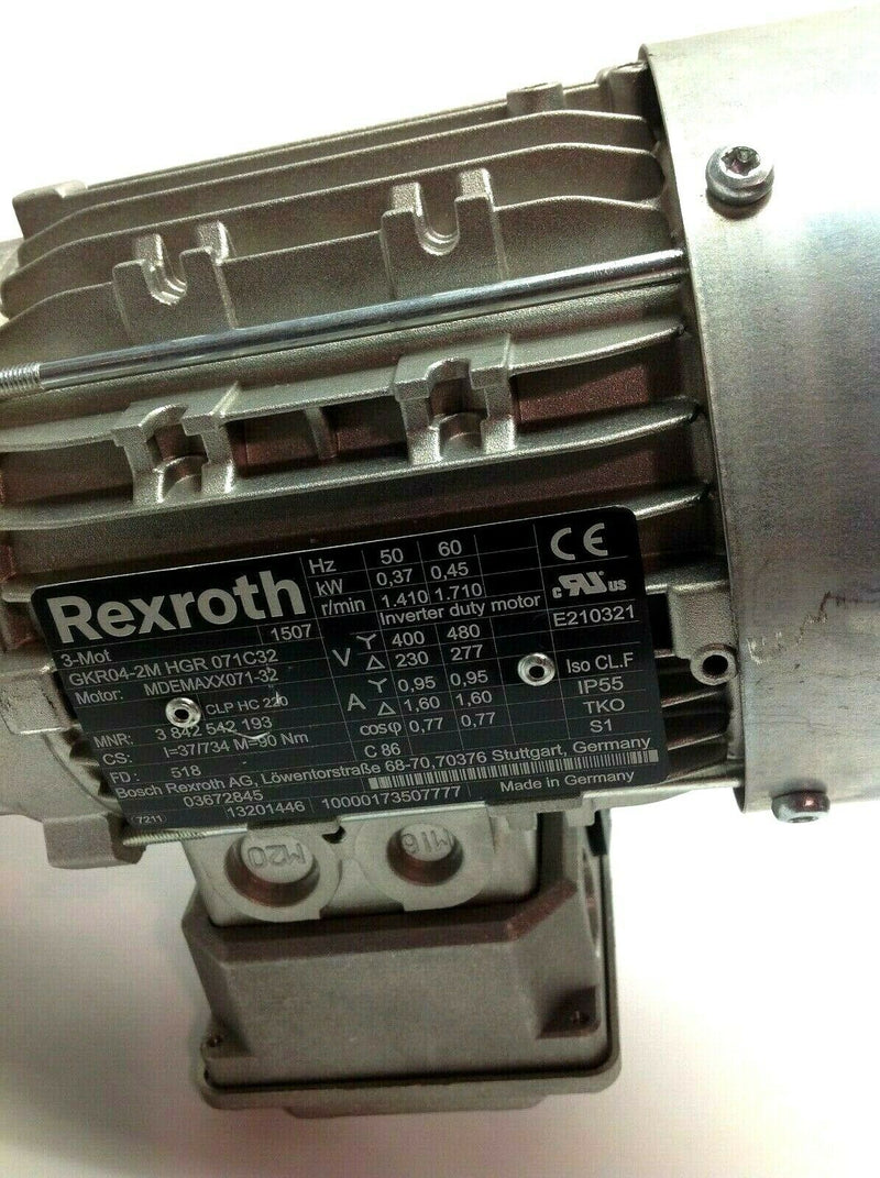 Rexroth 3842542193 Gearmotor GKR042MHGR071C32 MDEMAXX071-32 1710RPM 480V - Maverick Industrial Sales