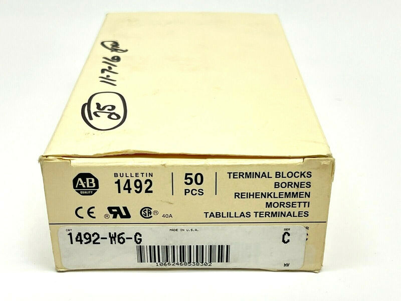 Allen Bradley 1492-W6-G Ser C Terminal Blocks Green BOX OF 50 - Maverick Industrial Sales