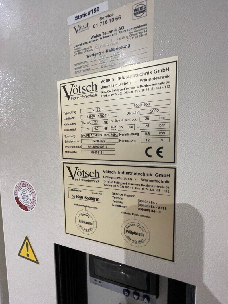 Votsch VT 7018 Temperature and Climatic Environmental Test Chamber, 2000 - Maverick Industrial Sales