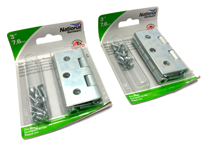 National Hardware N115-519 Door Hinges Zinc 3" LOT OF 2 - Maverick Industrial Sales