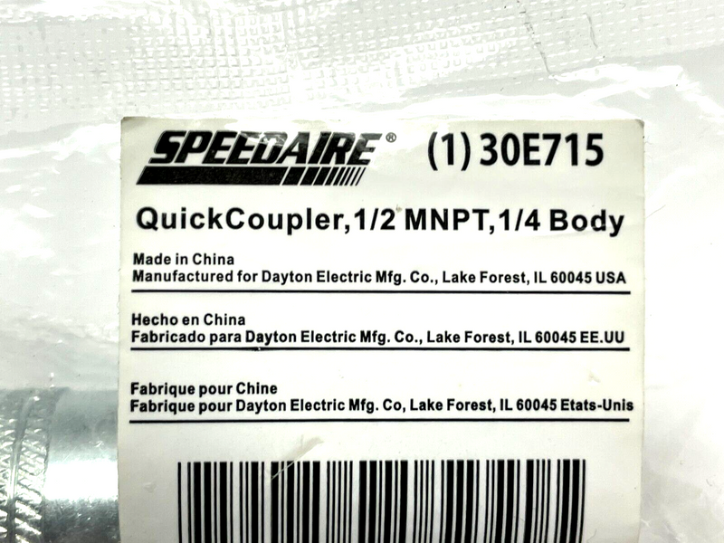 Speedaire 30E715 Quick Coupler 1/2" MNPT 1/4" Body - Maverick Industrial Sales