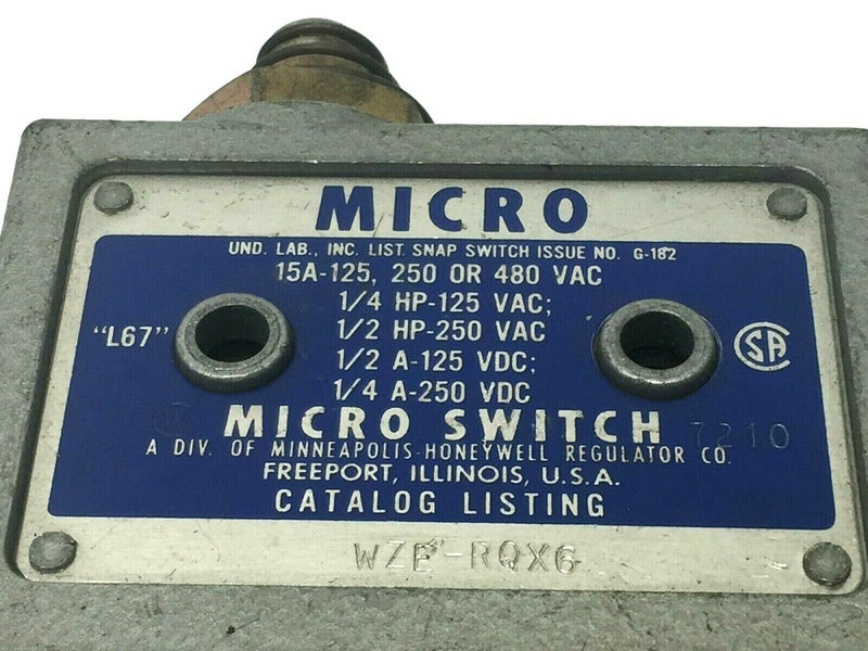 Honeywell MicroSwitch WZE-RQX6 Limit Switch Dual Plunger - Maverick Industrial Sales