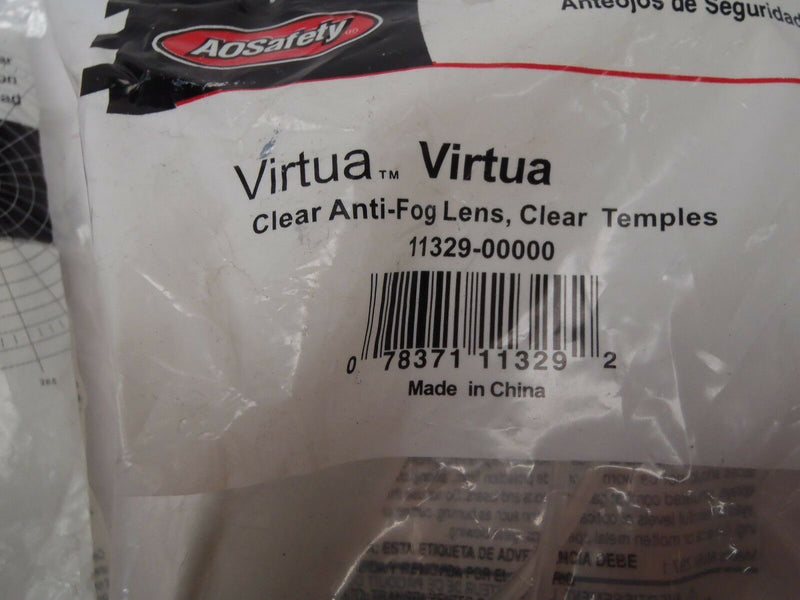 Lot of (3) Virtua Clear Frame 11329 Lens W/ (1) Anti-Fog, Clear Temples - Maverick Industrial Sales