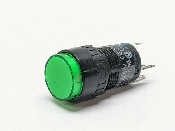 IDEC AL6M-M14-G Green LED Illuminated Panel Mount Push Button AL6-M 24VDC 16MM - Maverick Industrial Sales