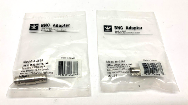 Ideal IA-3668 BNC Adapter Straight Jack to Jack 50 Ohm LOT OF 2 - Maverick Industrial Sales