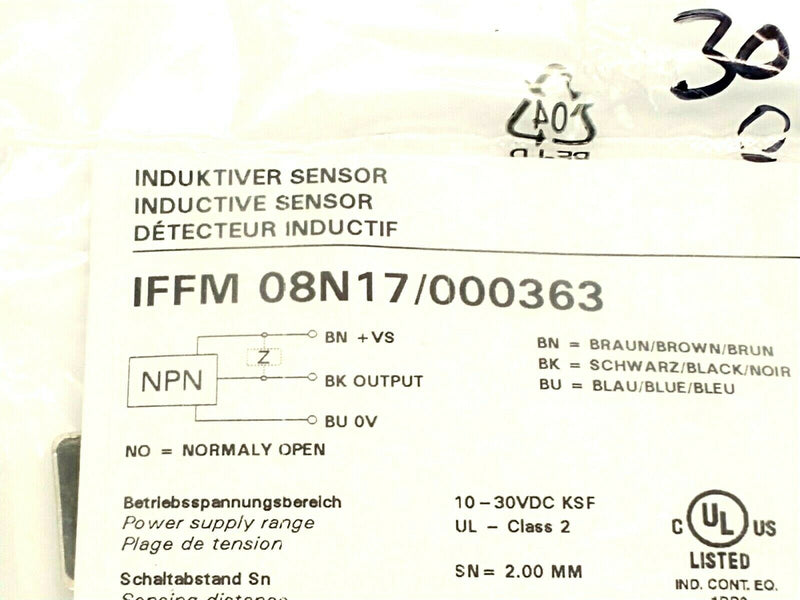 Baumer IFFM 08N17/000363 Subminiature Inductive Proximity Switch 10-30 VDC - Maverick Industrial Sales