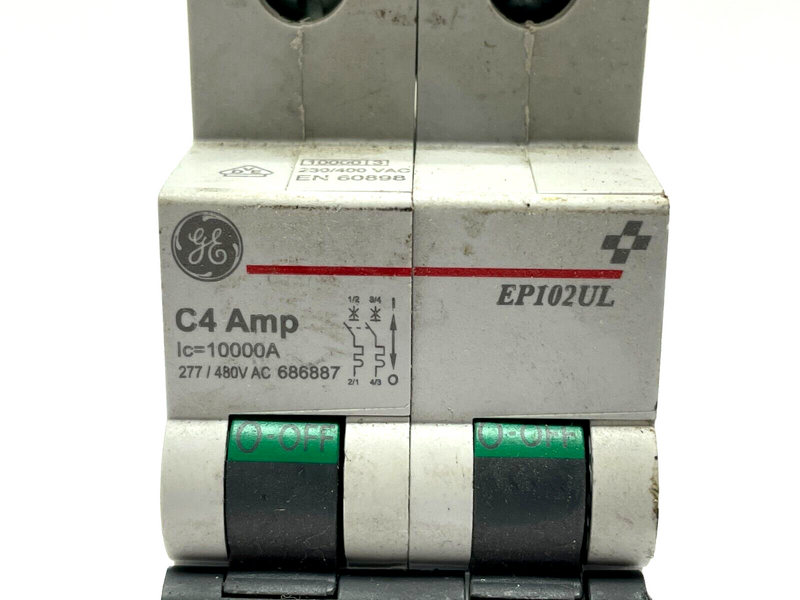 General Electric EP102ULC04 Miniature Circuit Breaker 2-Pole 4A 480Y/277VAC - Maverick Industrial Sales