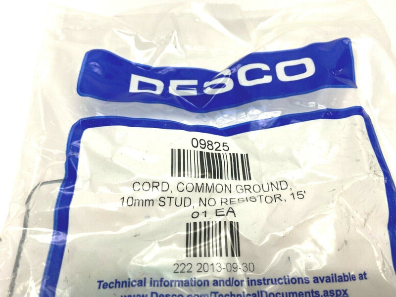 Desco 09825 Common Ground Cord 10mm Stud No Resistor 15' - Maverick Industrial Sales