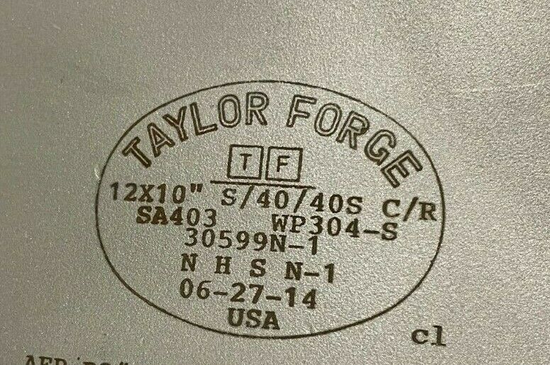 Taylor Forge 12"x10" Concentric Pipe Reducer, Stainless SA403, WP304-S, S/40/40S - Maverick Industrial Sales